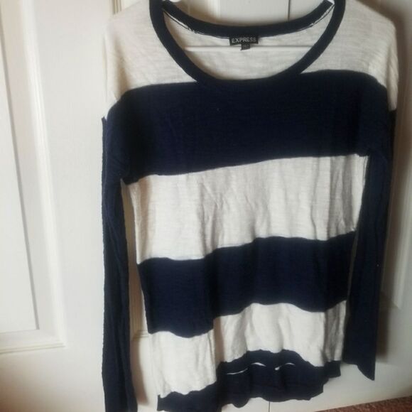 Express Lightweight Sweater Striped Blue and White Size Small - Picture 1 of 5
